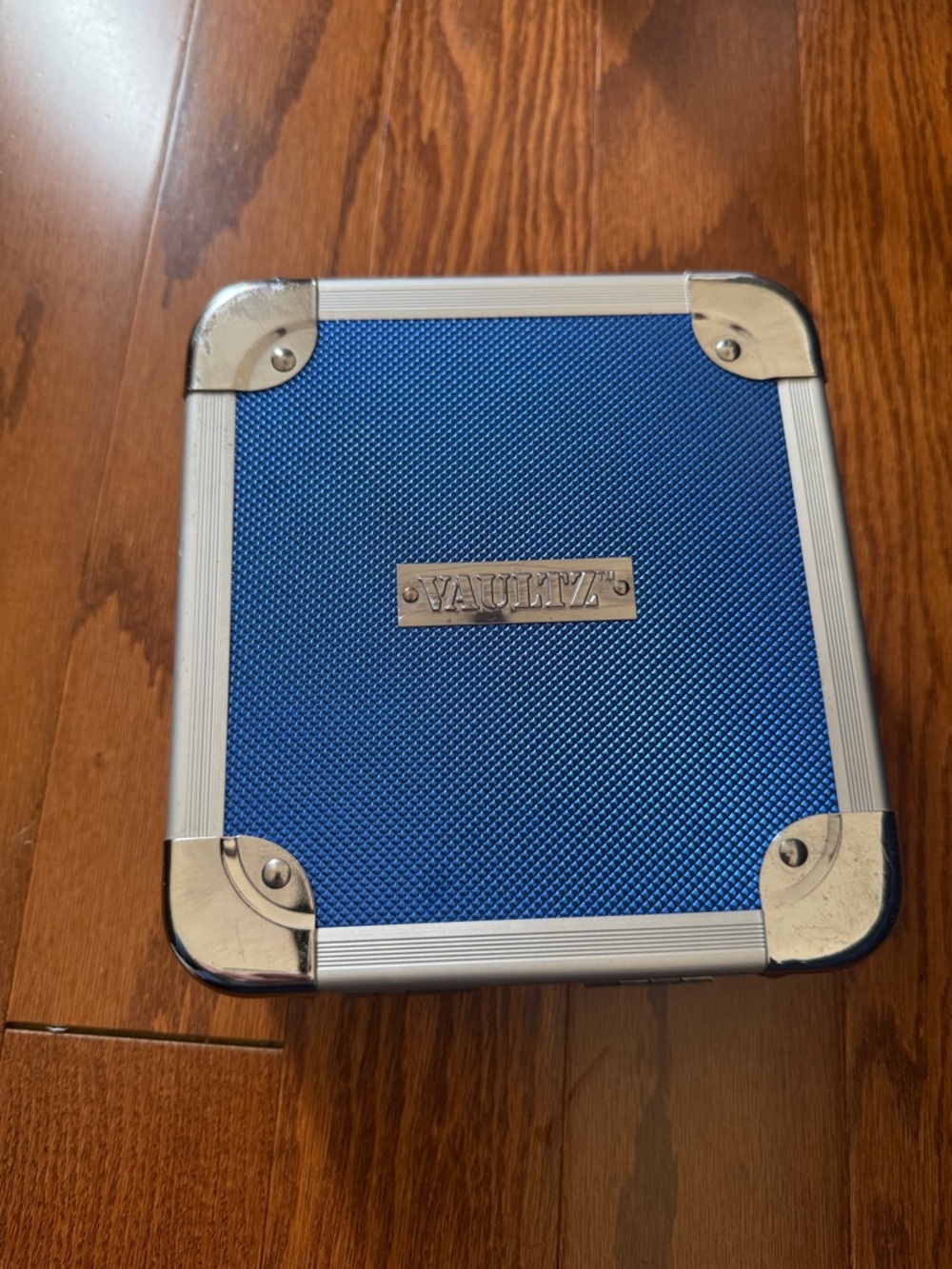 Vaultz Lock Box Blue Metal Cash Box Secure Storage Portable Case NO KEY